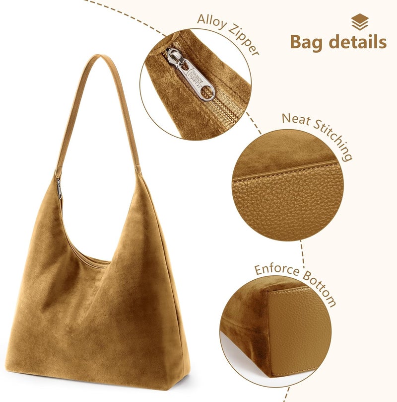 KALIDI Casual Tote Bag Vegan Leather Hobo Zipper Work Bag Weekender Shoulder for Women Shoulder Travel Purse - Image 4